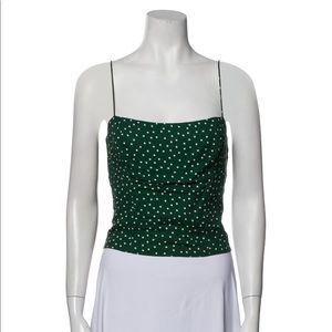 Reformation Polka Dot Print Square Neckline Crop Top